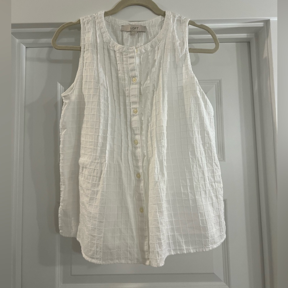 Loft button up sleeveless blouse